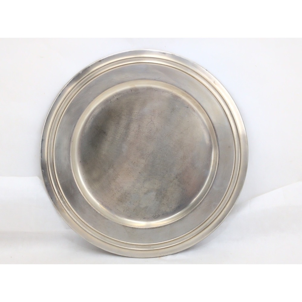Pottery Barn Heavy Silver Charger Plate 13" Pewter Look Cottagecore Primitive